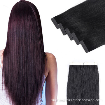 straight indian hair tape extension human Wholesale cuticle aligned virgin remy tape hair extension hair vendors